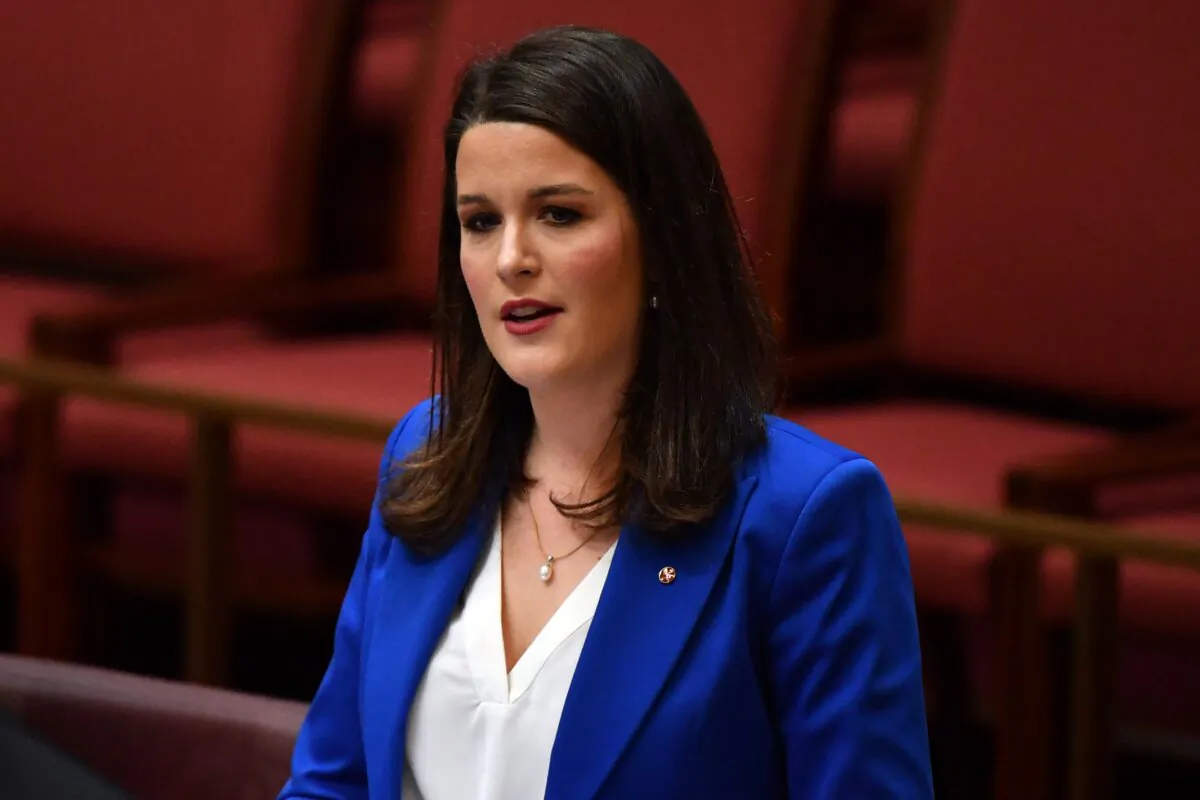 Liberal Senator Claire Chandler makes her maiden speech in the Senate Chamber at Parliament House Canberra, Australia, on July 23, 2019. (AAP Image/Mick Tsikas)