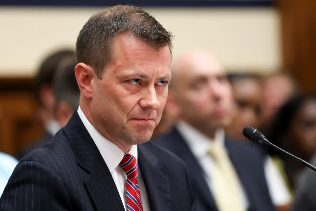 FBI Deputy Assistant Director Peter Strzok testifies at the Committee on the Judiciary and Committee on Oversight and Government Reform Joint Hearing in Washington on July 12, 2018. (Samira Bouaou/The Epoch Times)