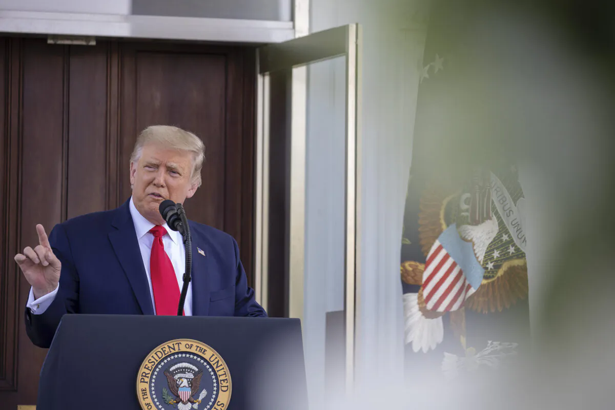 President Donald Trump at the North Portico at the White House in Washington on Sept. 7, 2020. (Tasos Katopodis/Getty Images)