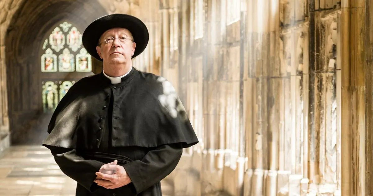 Mark Williams as Father Brown, a Catholic priest who happens to be good at solving crimes, in the BBC TV series "Father Brown." (BBC)