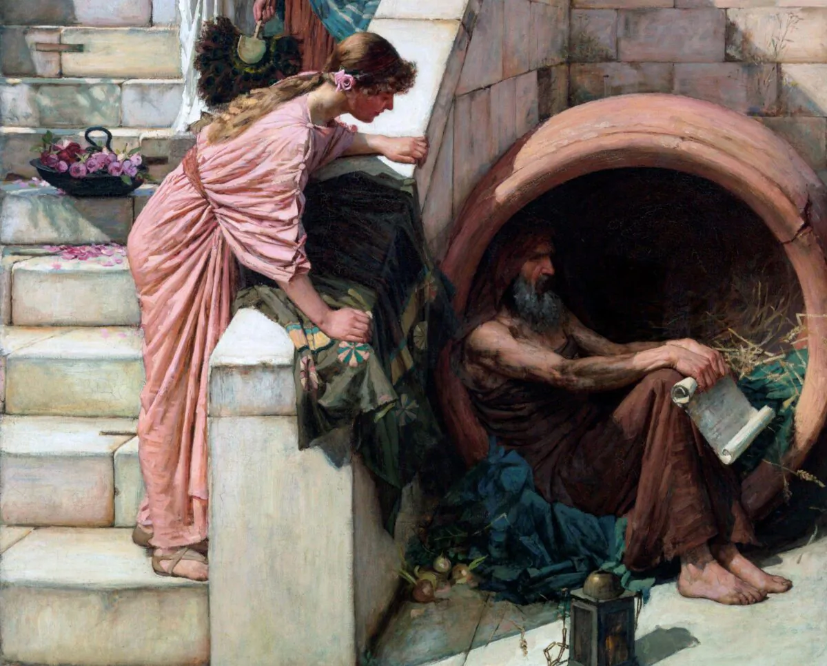 A detail from “Diogenes,” 1882, by John William Waterhouse. Oil on Canvas, 82 inches by 53 inches. Art Gallery of New South Wales, Sydney, Australia. (Public Domain)