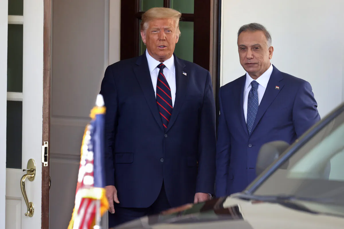 President Donald Trump (L) welcomes Iraqi Prime Minister Mustafa Al-Kadhimi to the White House August 20, 2020 in Washington. (Chip Somodevilla/Getty Images)