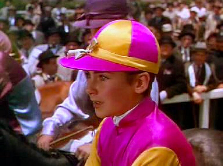 girl wearing racing colors in "National Velvet"