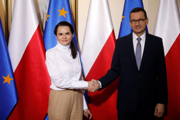 Belarusian opposition leader Sviatlana Tsikhanouskaya visits Poland