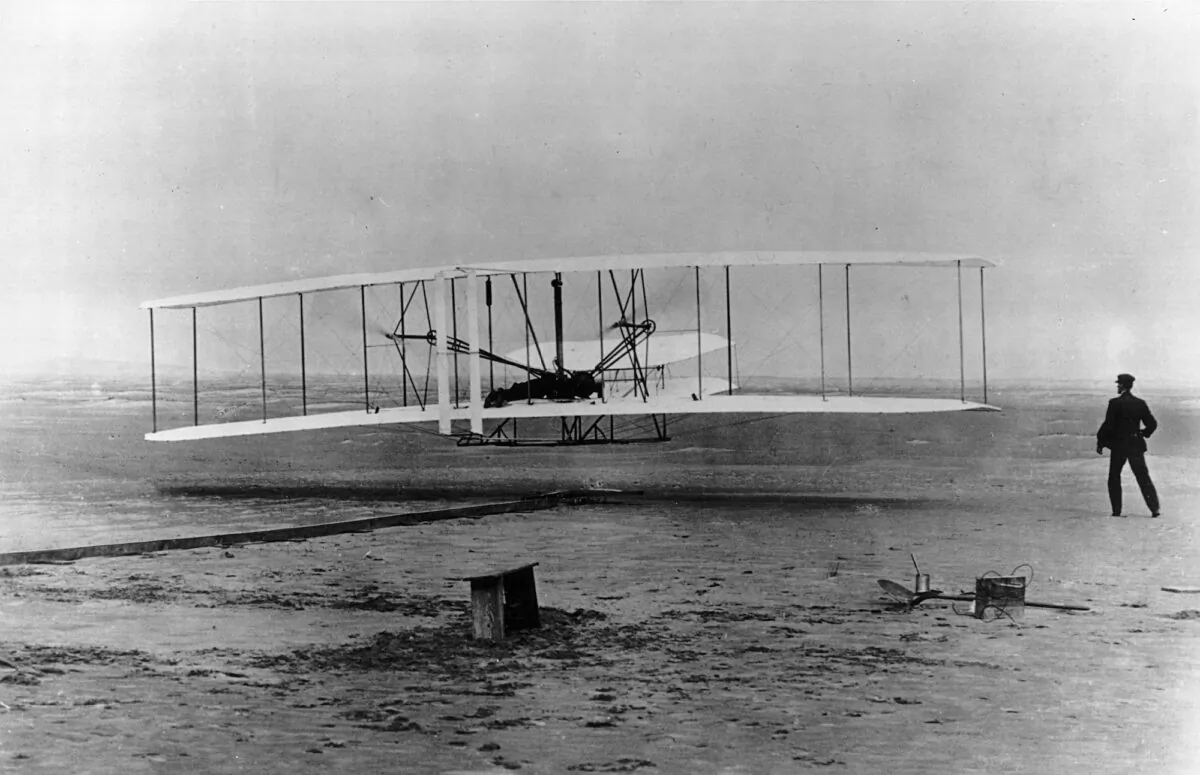 One wouldn't dream of asking the Wright brothers why they omitted seat belts, tray tables, or in-flight movies. (National Archive/Newsmakers)