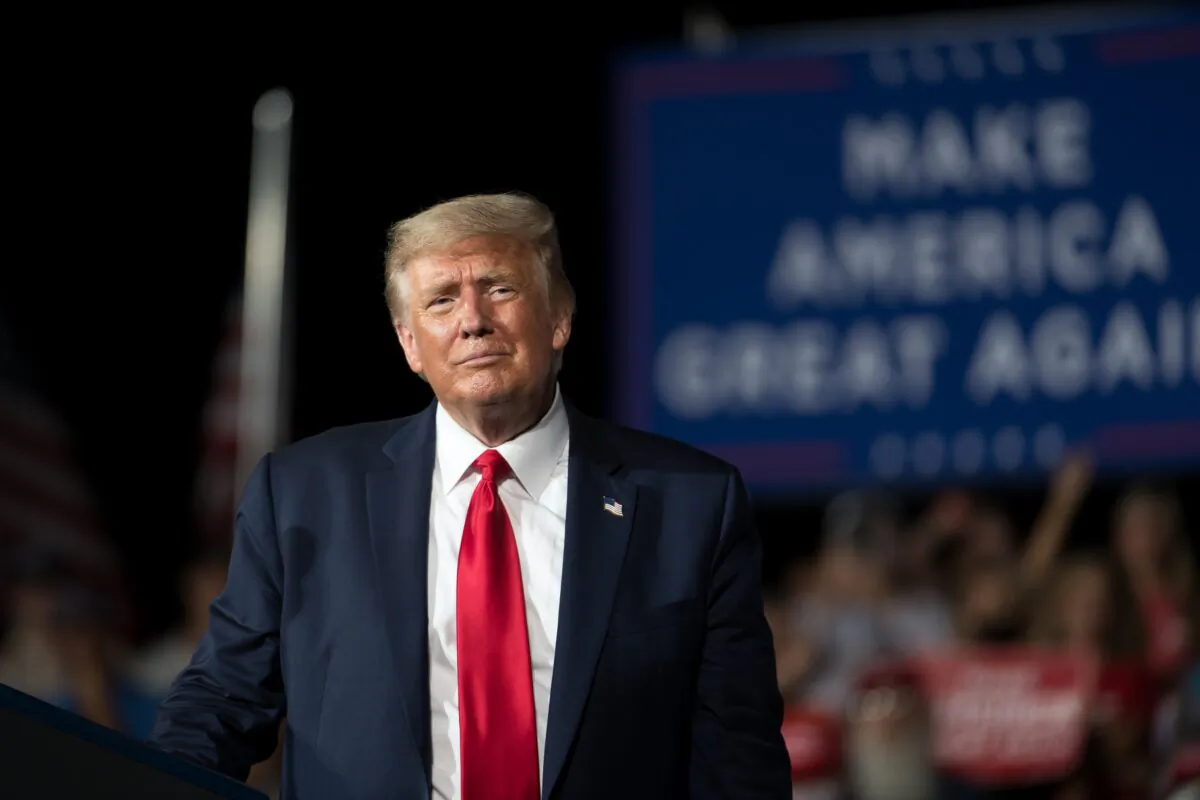 President Donald Trump addresses the crowd during a rally in Winston Salem, N.C., on Sept. 8, 2020. (Sean Rayford/Getty Images)