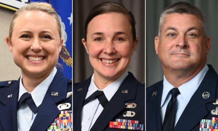Lt. Col. Shelli Huether (L), Capt. Jessica Wright (C) and Senior Master Sgt. Scott Bumpus. (National Guard)