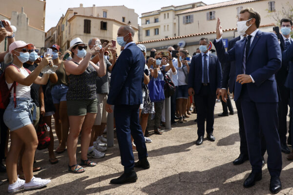 Emmanuel Macron meets with residents