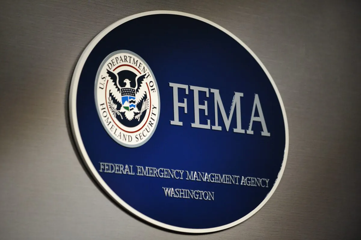 The logo of the Federal Emergency Management Agency (FEMA) is seen at its headquarters in Washington. (Mandel Ngan/AFP via Getty Images)
