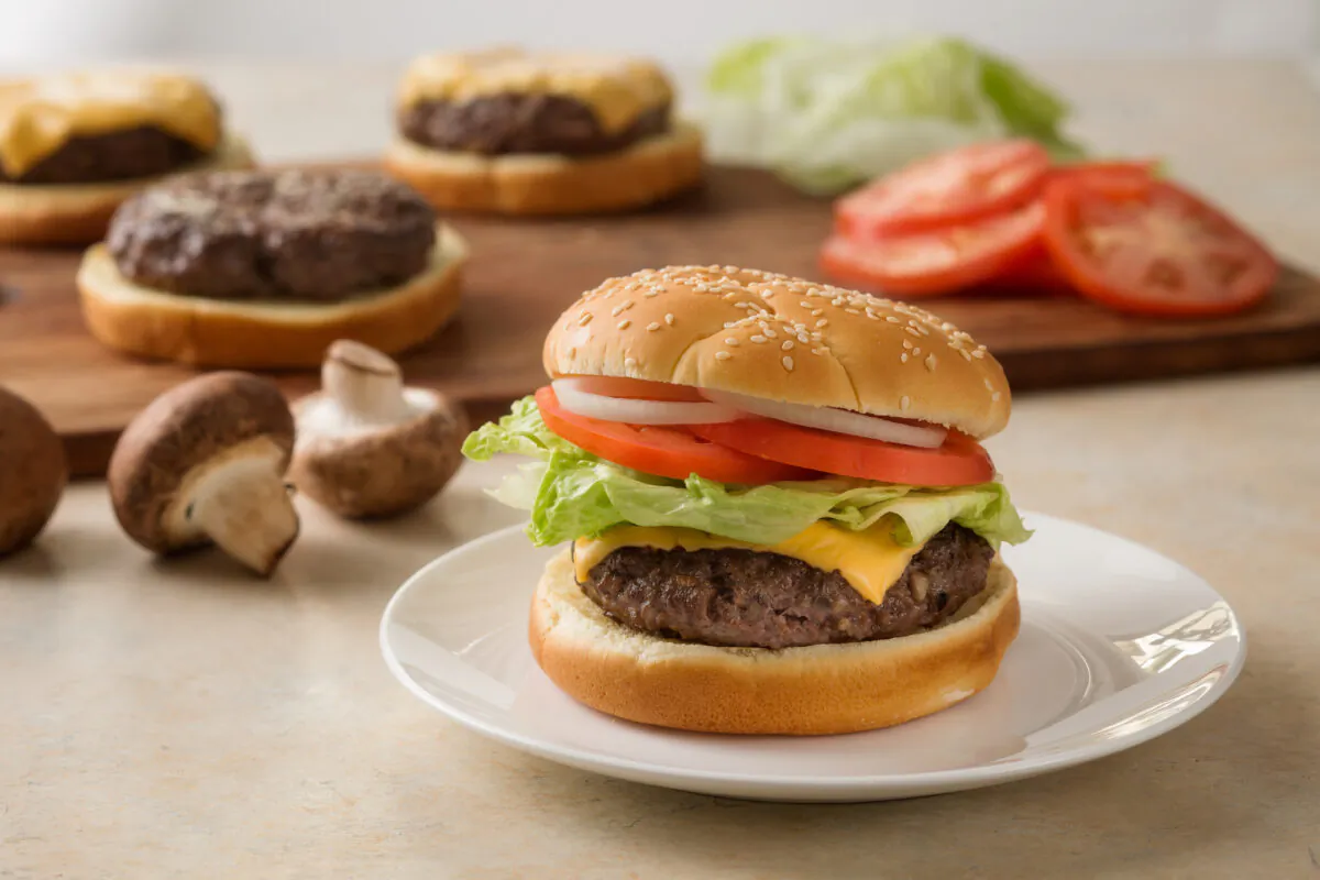 Assemble your blended burger with your favorite toppings and condiments. (Courtesy of The Mushroom Council)