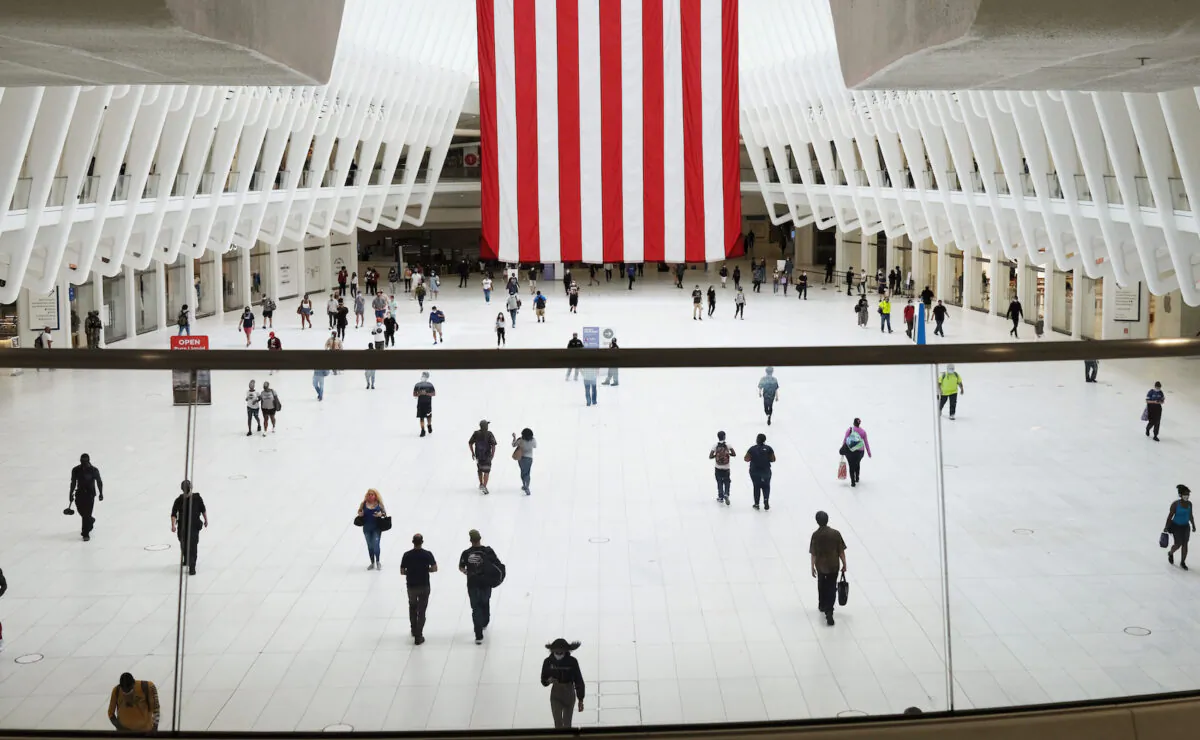 People walk through the Oculus transportation hub and mall on the first day of the reopening of malls to the public for shopping since the outbreak of COVID-19, in New York City, on Sept. 09, 2020. (Spencer Platt/Getty Images)