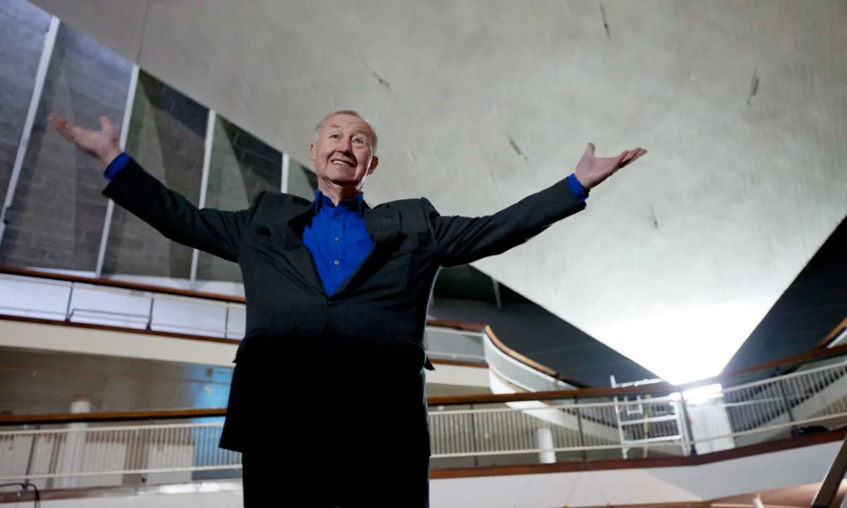 British designer and museum founder Sir Terence Conran poses for photographs during a media event to unveil plans for the new British Design Museum in London, on Jan. 24, 2012. (Matt Dunham/AP Photo)
