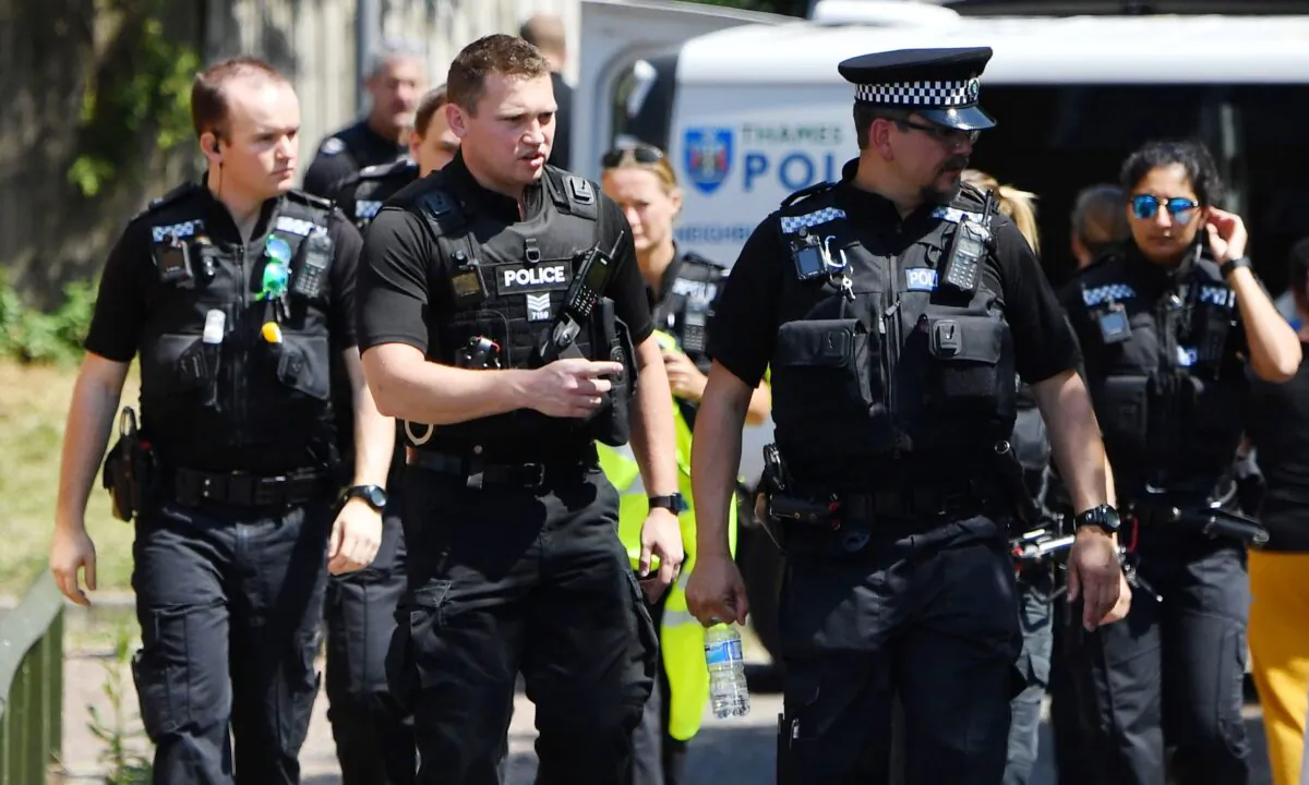 Police officers in England, on June 23, 2020. (Photo by Ben Stansall/AFP via Getty Images)