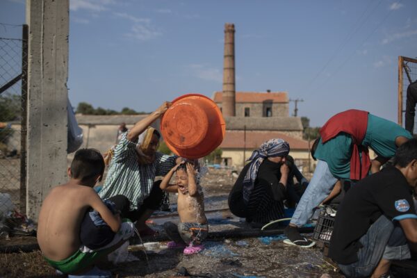 APTOPIX Greece Migrant Camp Blaze