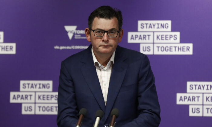 Victoria Premier Daniel Andrews speaks to the media at the daily briefing in Melbourne, Australia on Sept. 11, 2020. (Darrian Traynor/Getty Images)