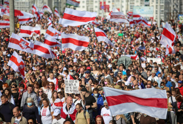 Opposition supporters take part in a rally
