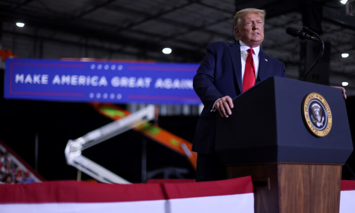 President Donald Trump rallies with supporters at a campaign event in Henderson, Nev., on Sept. 13, 2020. (Jonathan Ernst/Reuters)