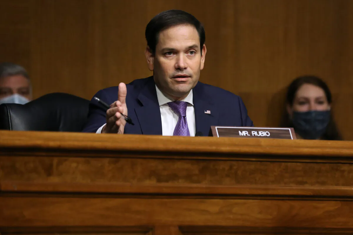 Senate Foreign Relations Committee member Sen. Marco Rubio (R-Fla.) questions witnesses during a hearing about Venezuela in the Dirksen Senate Office Building on Capitol Hill in Washington, on Aug. 04, 2020. (Chip Somodevilla/Getty Images)