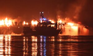 Fire Contained but Continues to Burn at Pier Park in New Westminster