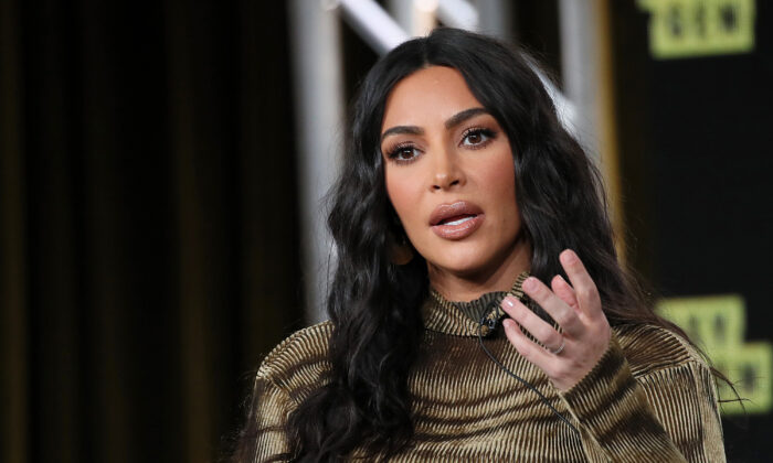 Kim Kardashian West of 'The Justice Project' speaks onstage during the 2020 Winter TCA Tour Day 12  at The Langham Huntington, Pasadena, in Pasadena, Calif., on Jan. 18, 2020. (David Livingston/Getty Images)