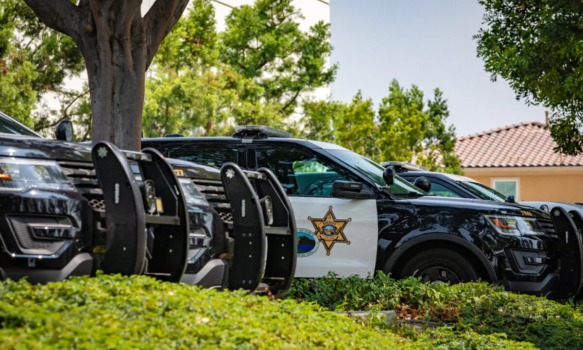 Orange County Sheriff's Department vehicles are parked outside the Saddleback Station in Lake Forest, Calif., on Sept. 14, 2020. (John Fredricks/The Epoch Times)