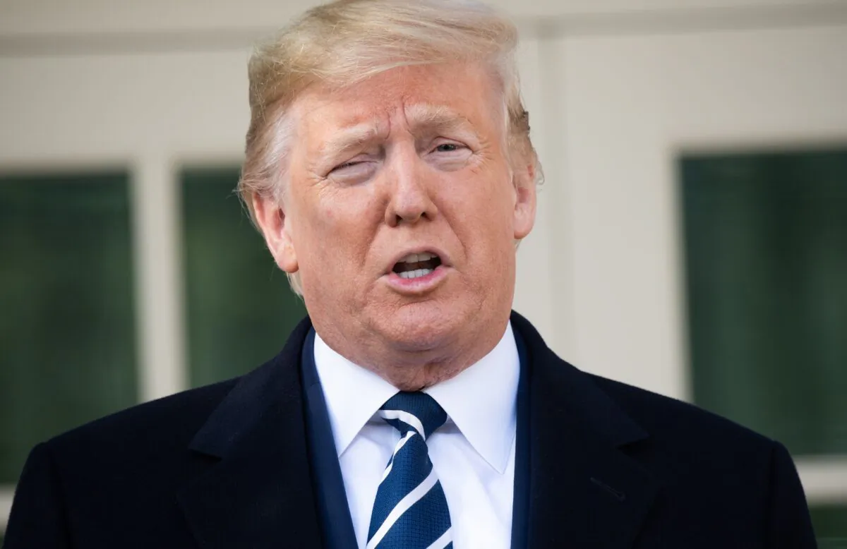 President Donald Trump speaks to the press as he greets Israeli Prime Minister Benjamin Netanyahu for meetings at the White House in Washington on Jan. 27, 2020. (Saul Loeb/AFP via Getty Images)