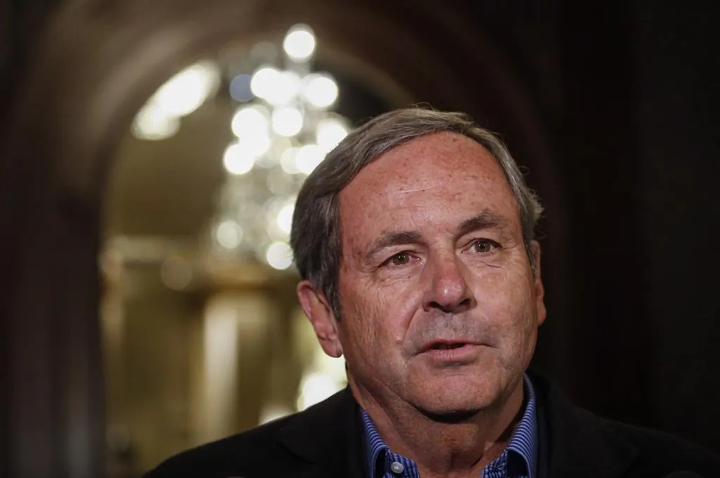 David MacNaughton, Canadian Ambassador to the United States, speaks to reporters at a Liberal cabinet retreat in Calgary on Jan. 22, 2017. (Jeff McIntosh/The Canadian Press)