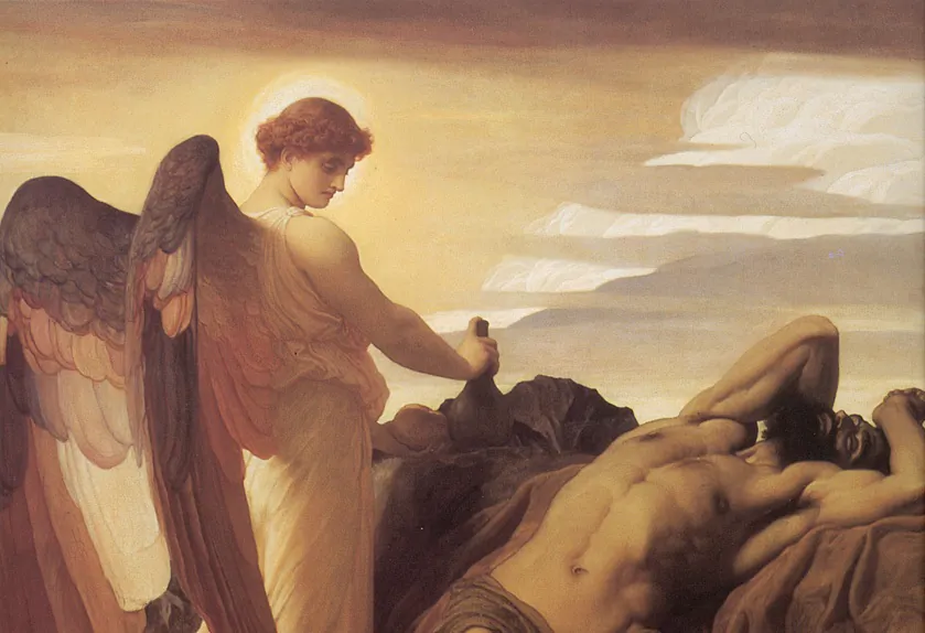 Detail from “Elijah in the Wilderness,” 1878, by Frederic Leighton. Oil on Canvas, 92.5 inches by 82.6 inches. Walker Art Gallery, England. (Public Domain)