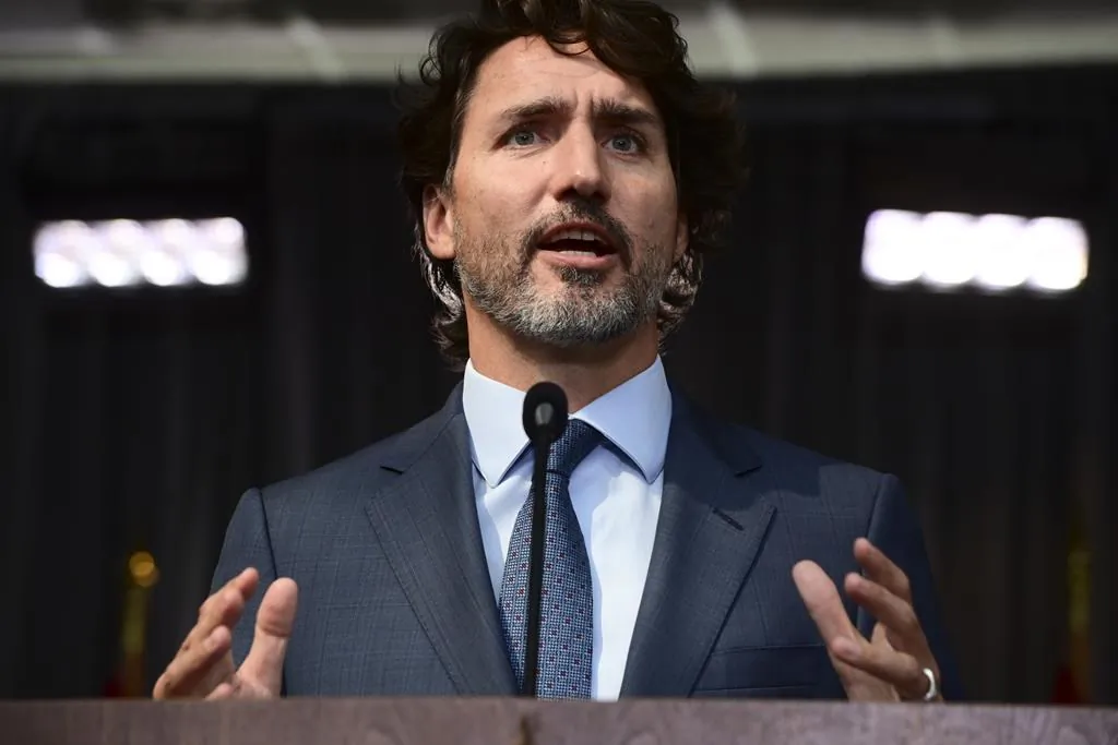 Prime Minister Justin Trudeau holds a closing press conference on the third and final day of the Liberal cabinet retreat in Ottawa, on Sept. 16, 2020. (The Canadian Press/Sean Kilpatrick)