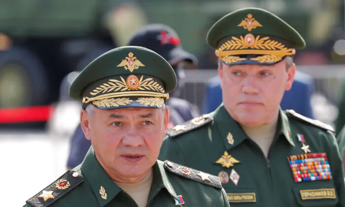 Russia's Defense Minister Sergei Shoigu attends the opening ceremony of the International military-technical forum "Army-2020" at Patriot Congress and Exhibition Center in Moscow Region, Russia, on Aug. 23, 2020. (Maxim Shemetov/Reuters)