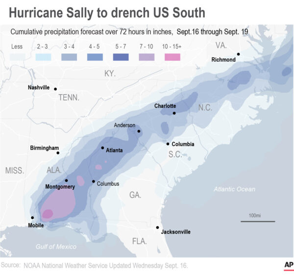 Map of Hurricane Sally