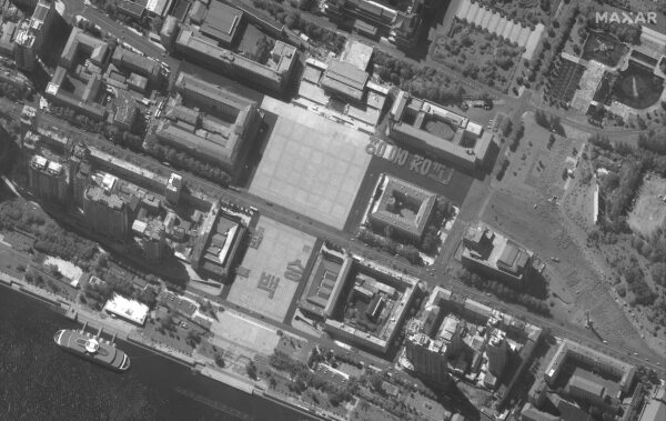 A satellite image of Kim Il Sung Square