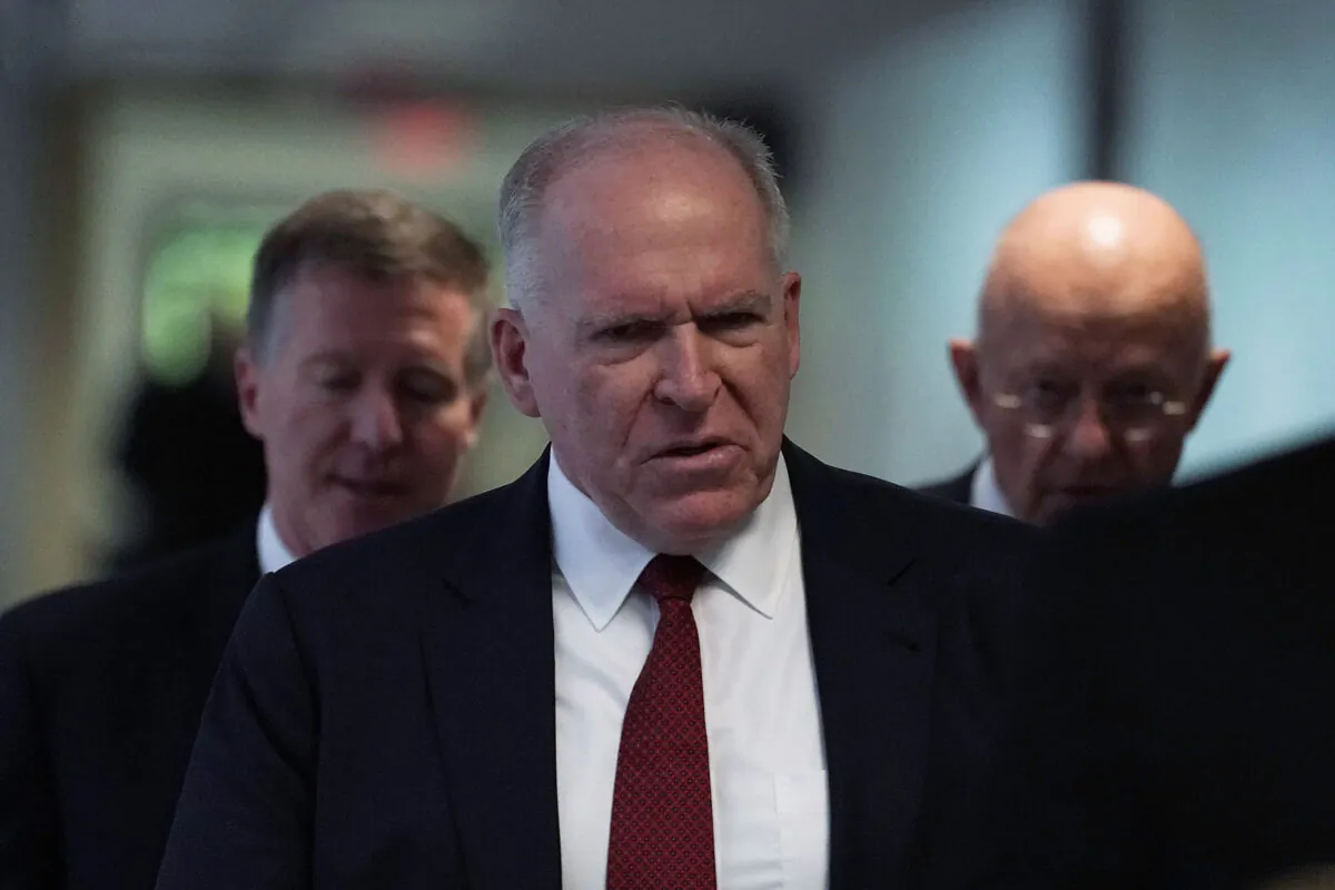 Former CIA director John Brennan arrives at a closed-door hearing before the Senate Intelligence Committee in Washington on May 16, 2018. (Alex Wong/Getty Images)