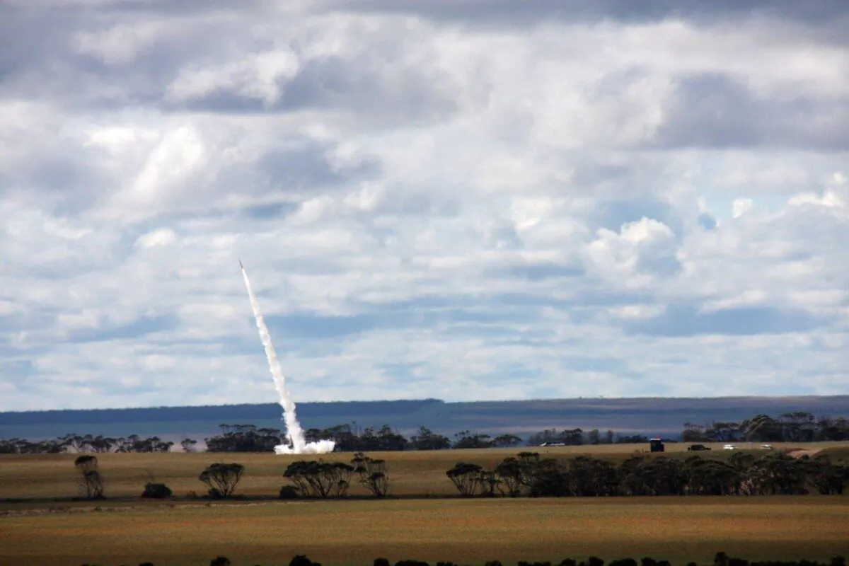 A DART rocket carrying a Royal Australian Air Force payload was launched from Koonibba Rocket Range in South Australia on Sept. 19 2020. (Sean Jorgensen-Day, DEWC Systems Engineer)