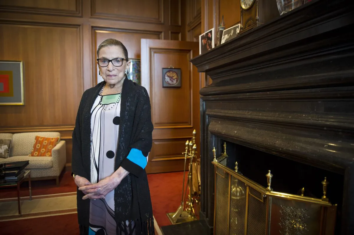 Associate Justice Ruth Bader Ginsburg is seen in her chambers in at the Supreme Court in Washington on July 31, 2014. (Cliff Owen/AP Photo)