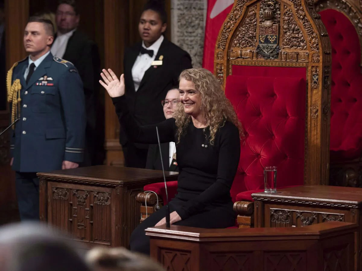 Gov. Gen. Julie Payette waves towards the gallery as she participates in a Royal Assent ceremony in the Senate Chamber on Parliament Hill on Thursday, Dec. 13, 2018. The speech from the throne marks the beginning of every new Parliament, which comes after a general election, as is the case this year, or following a prorogation. It is read in the Senate by the Governor General, who this time around is Julie Payette, a former astronaut who is reading the speech for the first time since she was named to the vice-regal post in 2017.The Canadian Press/Justin Tang