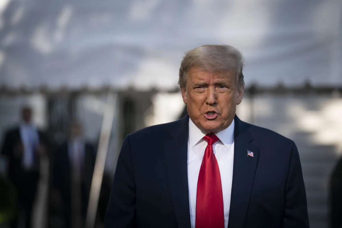 President Donald Trump speaks to members of the press prior to his departure from the White House on Sept. 19, 2020. (Sarah Silbiger/Getty Images)