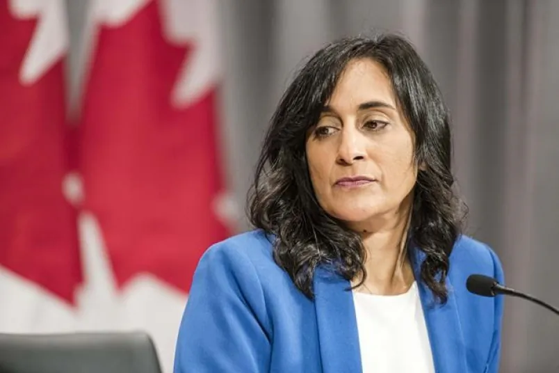 Anita Anand, Minister of Public Services and Procurement makes an announcement regarding vaccine procurement, in Toronto, on Aug. 5, 2020. (The Canadian Press/Christopher Katsarov)