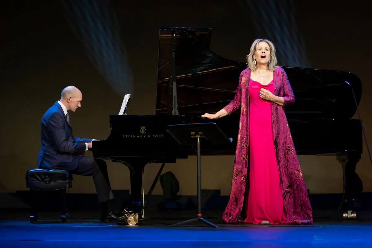 Renée Fleming recording “For the Love of Lyric” at The Barns at Wolf Trap, Aug. 14, 2020 with Robert Ainsley at the piano. (Todd Rosenberg)