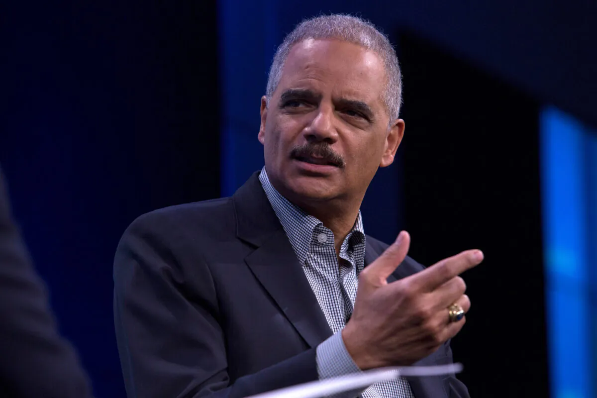 Former Attorney General Eric Holder during an interview at the Washington Post in Washington, D.C., on Feb. 27, 2018. (Toya Sarno Jordan/Getty Images)