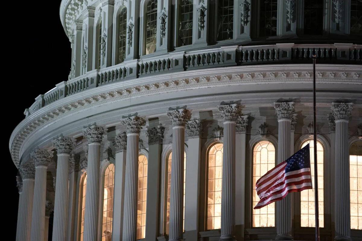 The American flag is flown at half-staff at the U.S. Capitol on Sept. 21, 2020. (Stefani Reynolds/Getty Images)
