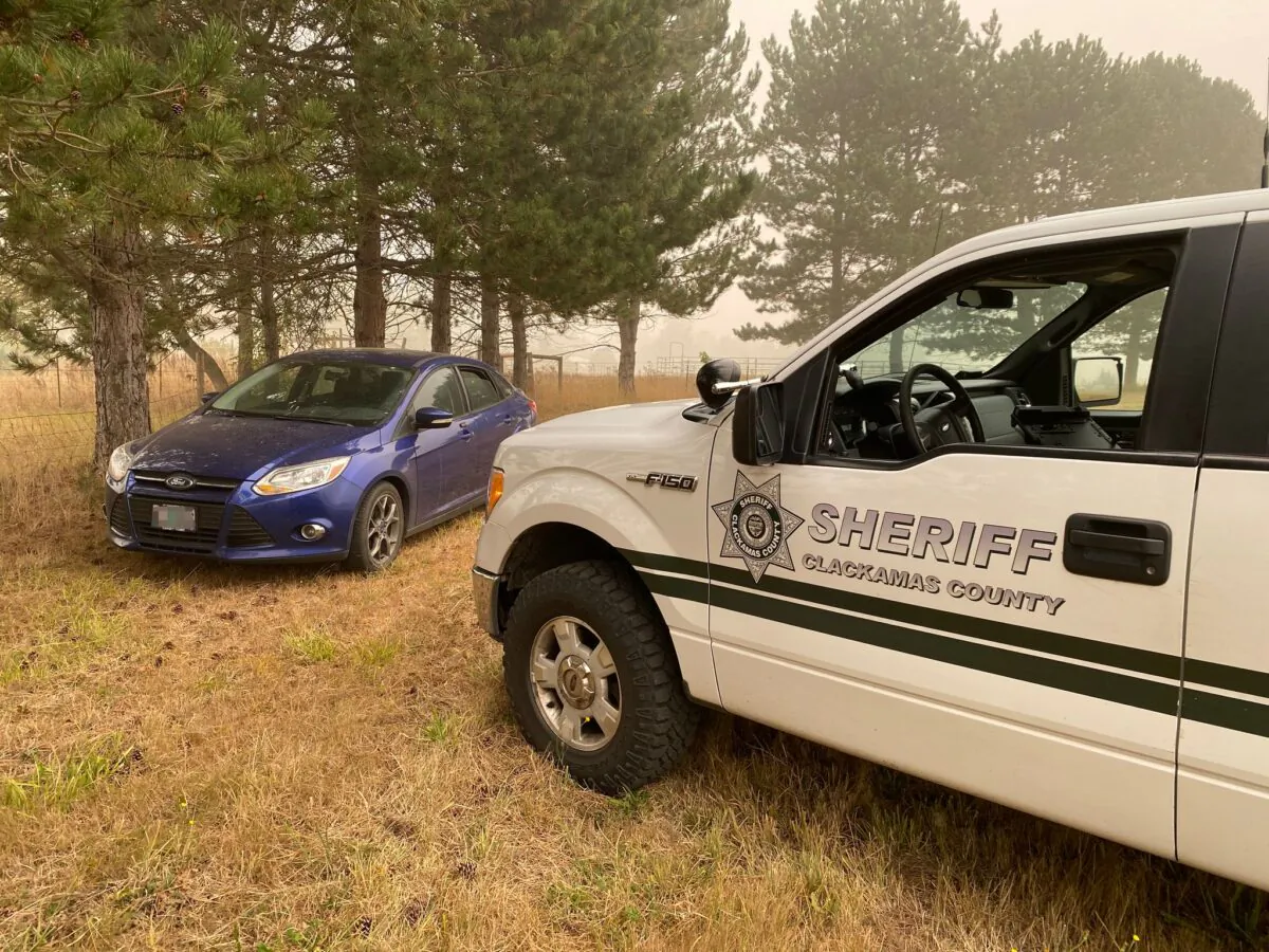 Clackamas County deputies find a stolen car near Molalla, Ore., on Sept. 13, 2020. (Clackamas County Sheriff's Office)