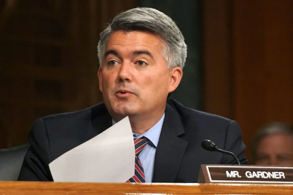 Sen. Cory Gardner (R-Colo.) speaks in Washington on July 30, 2020. (Greg Nash/Pool/AFP via Getty Images)