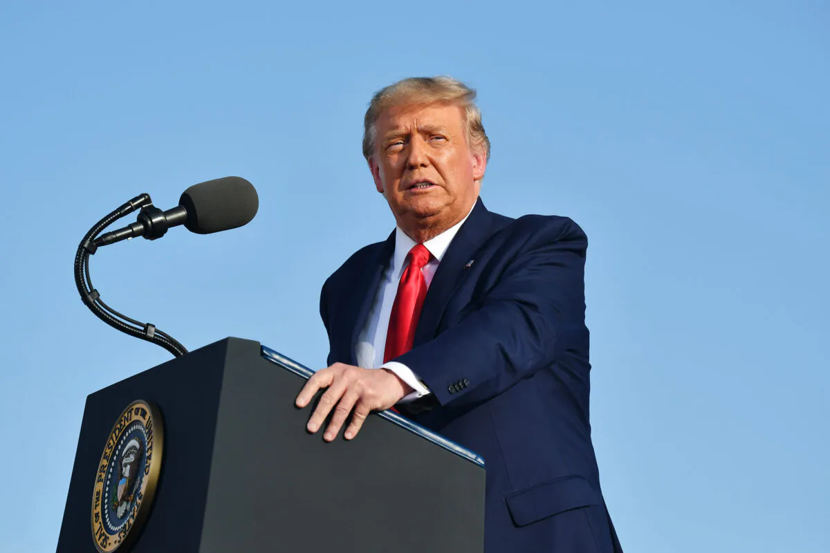 U.S. President Donald Trump speaks during a rally at Dayton International Airport in Dayton, Ohio Sept. 21, 2020. (Mandel Ngan/AFP via Getty Images)