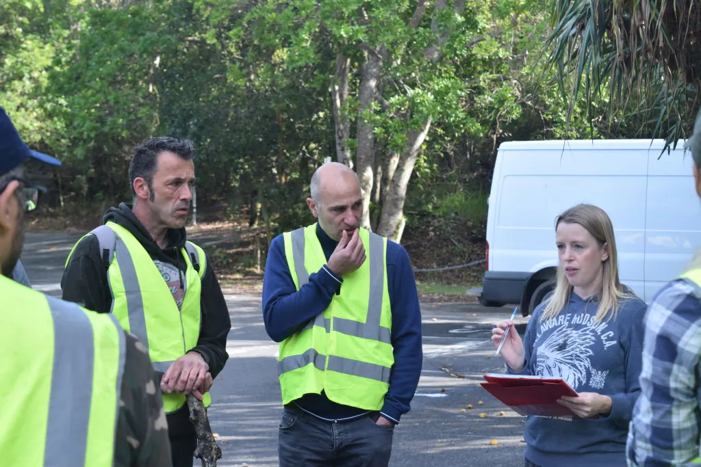 Theo's father Laurent Hayez (L) and several volunteers pictured during a search near Tallow Beach regarding the disappearance of 18-year old Theo Hayez, a Belgian student who was traveling in the area, in Byron Bay, Australia, Tuesday 02 July 2019. (MARIE-PAULINE DESSET/Getty Images)