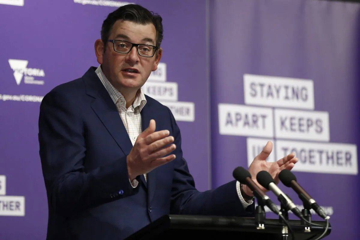 Victoria Premier Daniel Andrews speaks to the media at the daily briefing in Melbourne, Australia on Sept. 11, 2020. (Darrian Traynor/Getty Images)