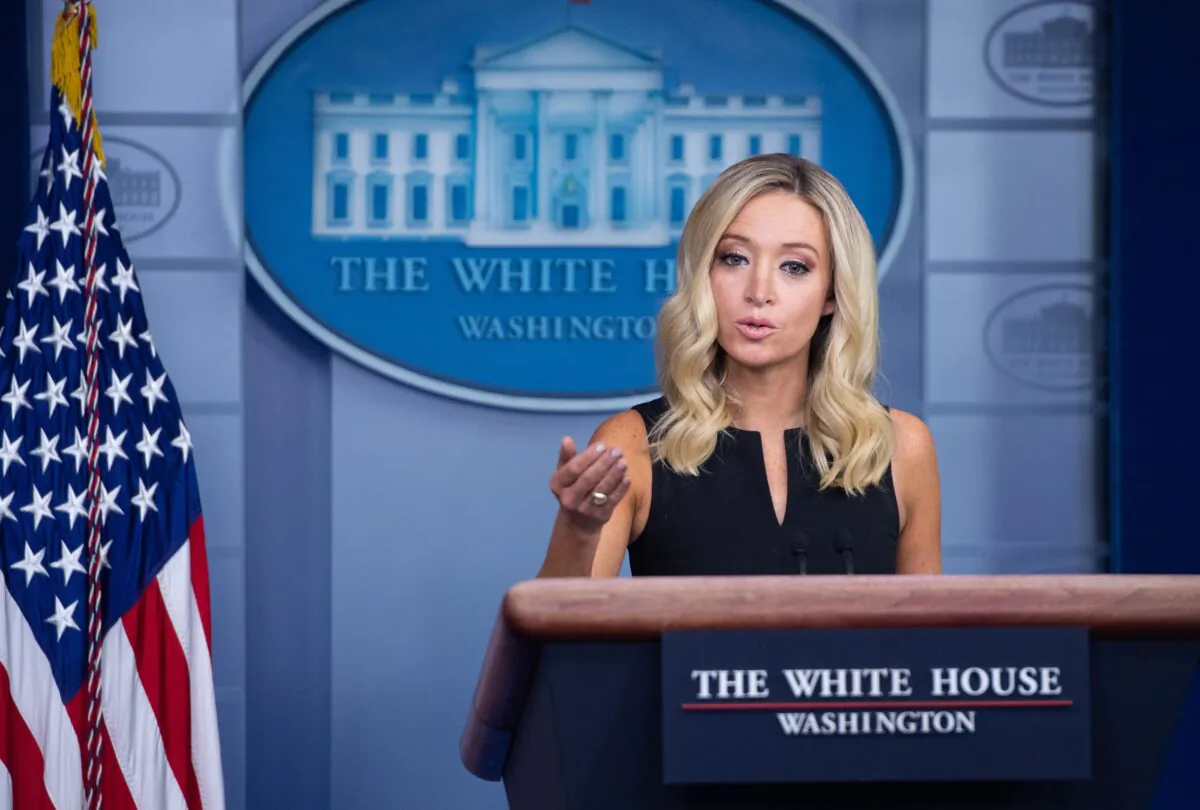 White House press secretary Kayleigh McEnany holds a briefing in the Brady Briefing Room of the White House on Sept. 22, 2020. (SAUL LOEB/AFP via Getty Images)