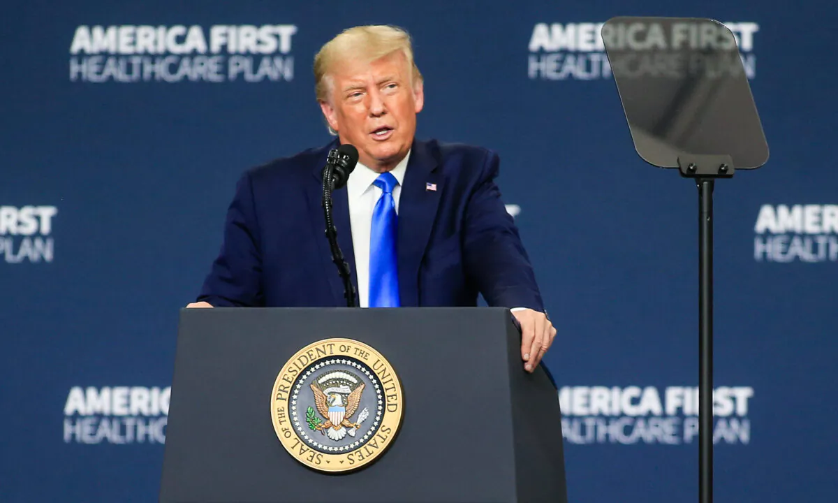 President Donald Trump delivers remarks on his health care policies in Charlotte, N.C., on Sept. 24, 2020. (Brian Blanco/Getty Images)