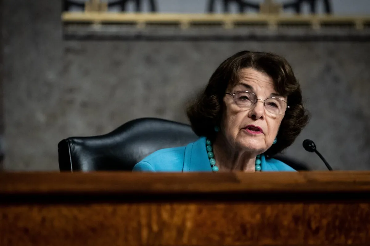 Senate Judiciary Ranking Member Dianne Feinstein (D-Calif.) speaks during a hearing in Washington on Aug. 5, 2020. (Erin Schaff/Pool/AFP via Getty Images)