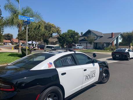 Police respond to a carjacking that left one victim dead in Anaheim, Calif., on Sept. 22, 2020. (Courtesy of the Anaheim Police Department)